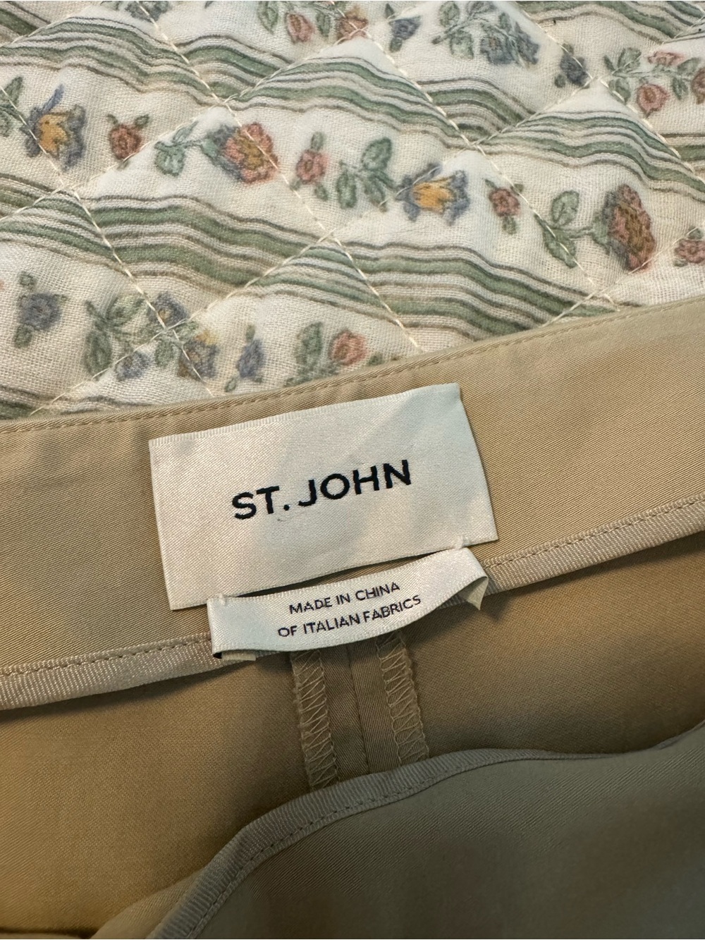 St. John Wide Leg Cotton Blend Khaki Pants Trousers Size 8 - Picture 11 of 13